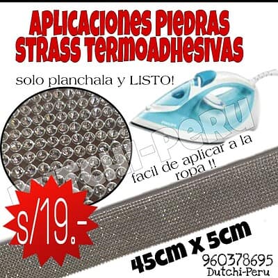 aplicación strass tira plateado