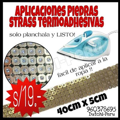 aplicacion tira strass con metal dorado