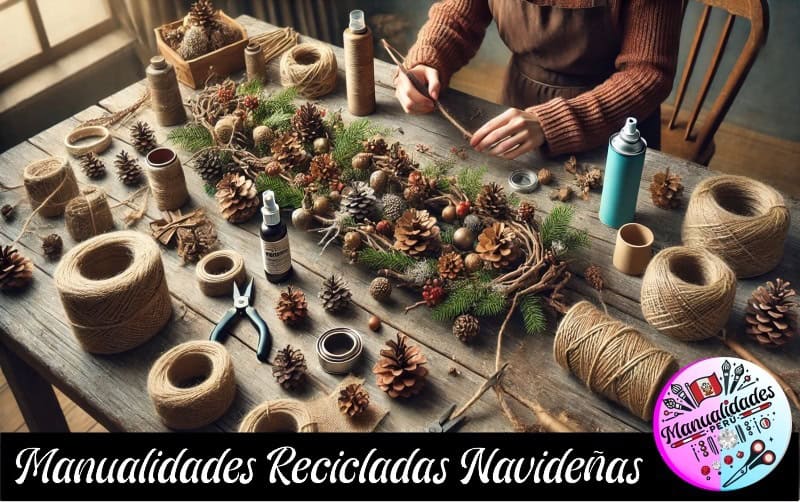 manualidades_navideñas_recicladas_piñas_ramas_secas