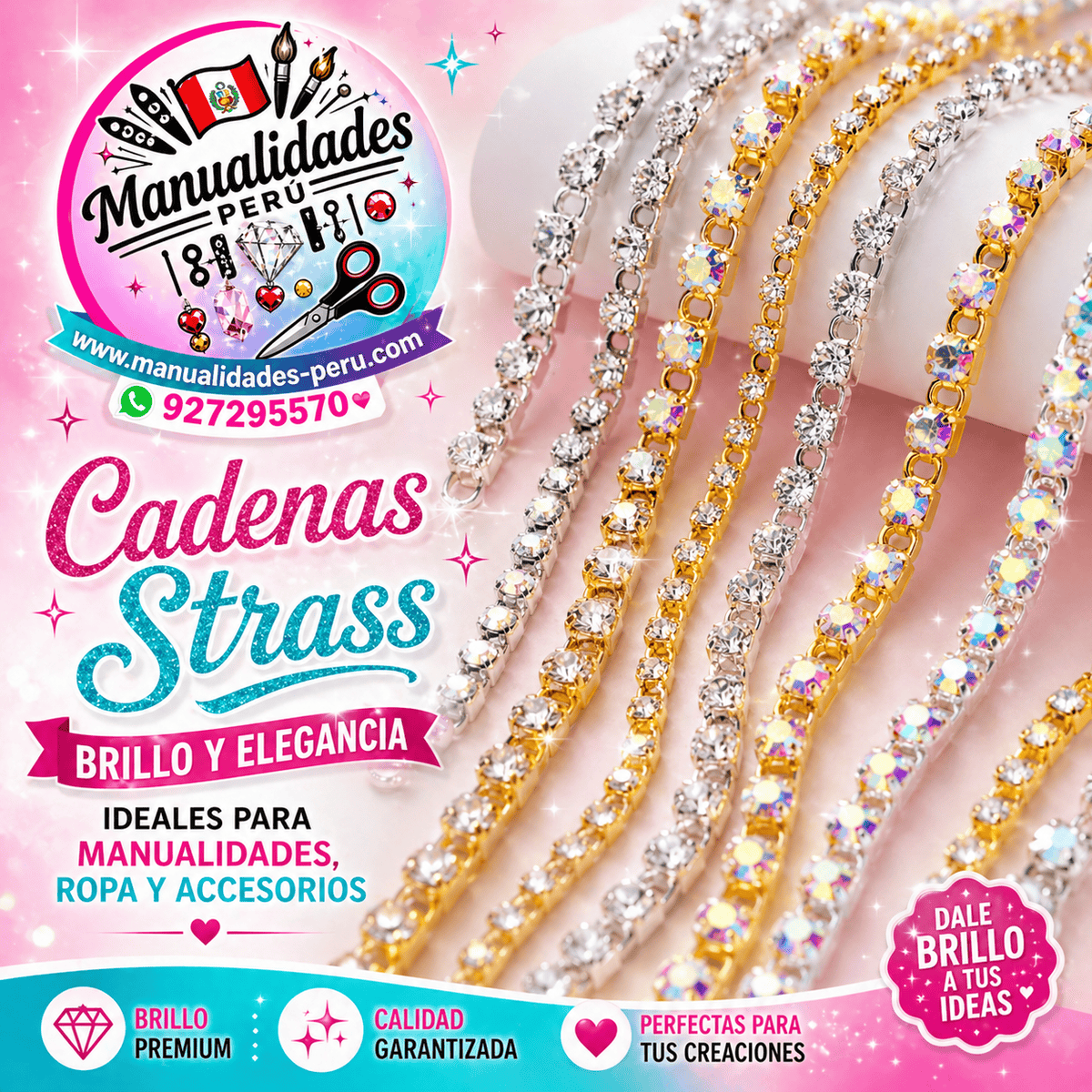 mallas brillantes con piedras strass cónicas de resina