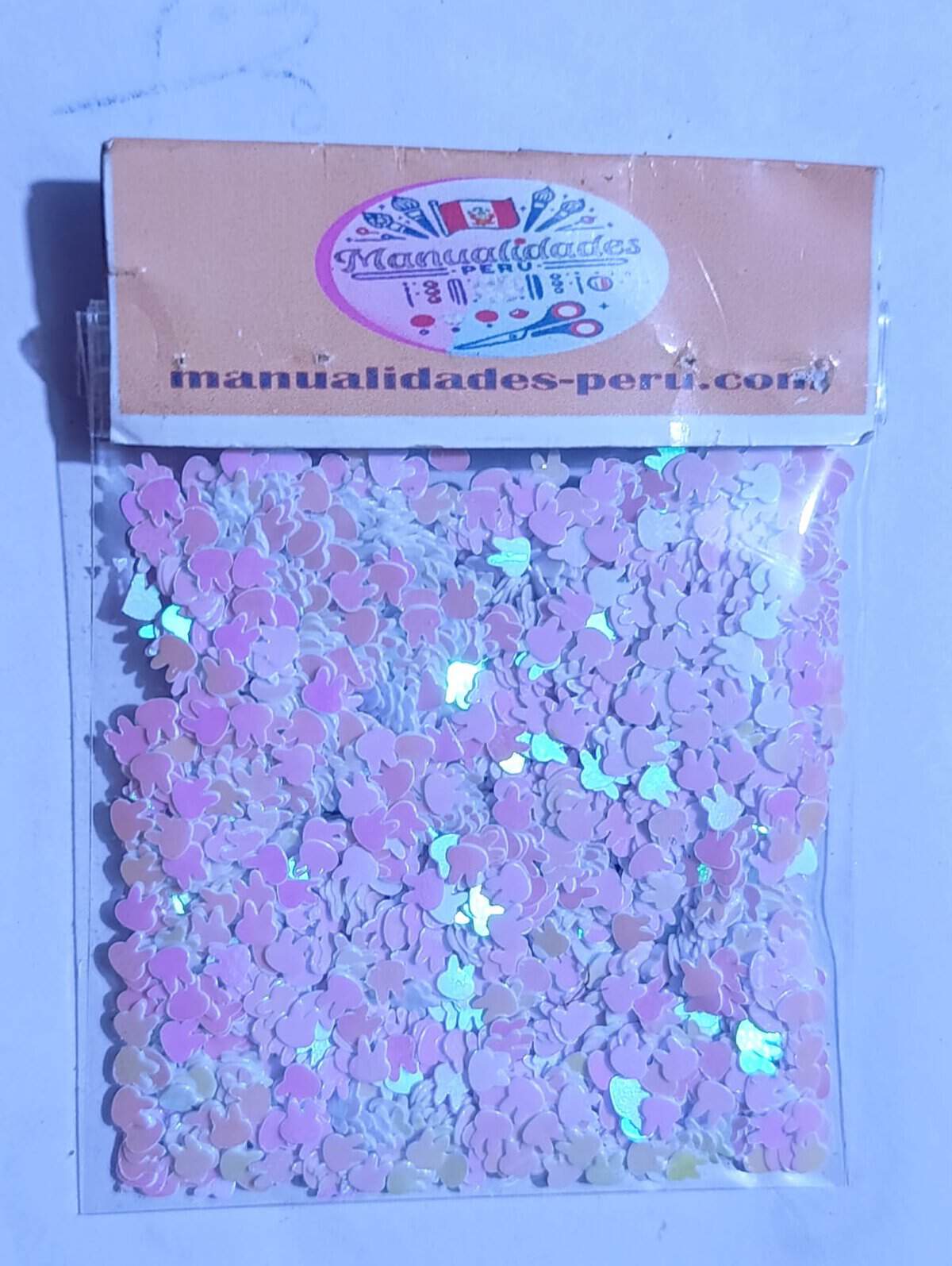 Modelo 8 lentejuelas conejitos blanco tornasol
