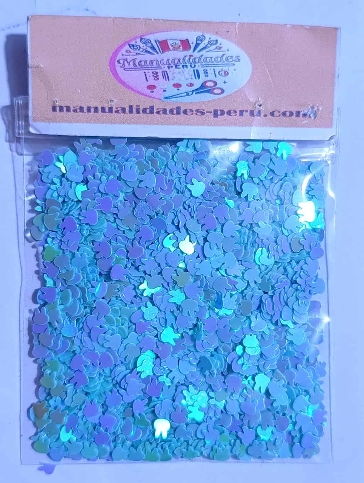 Modelo 7 lentejuelas conejitos azul lila