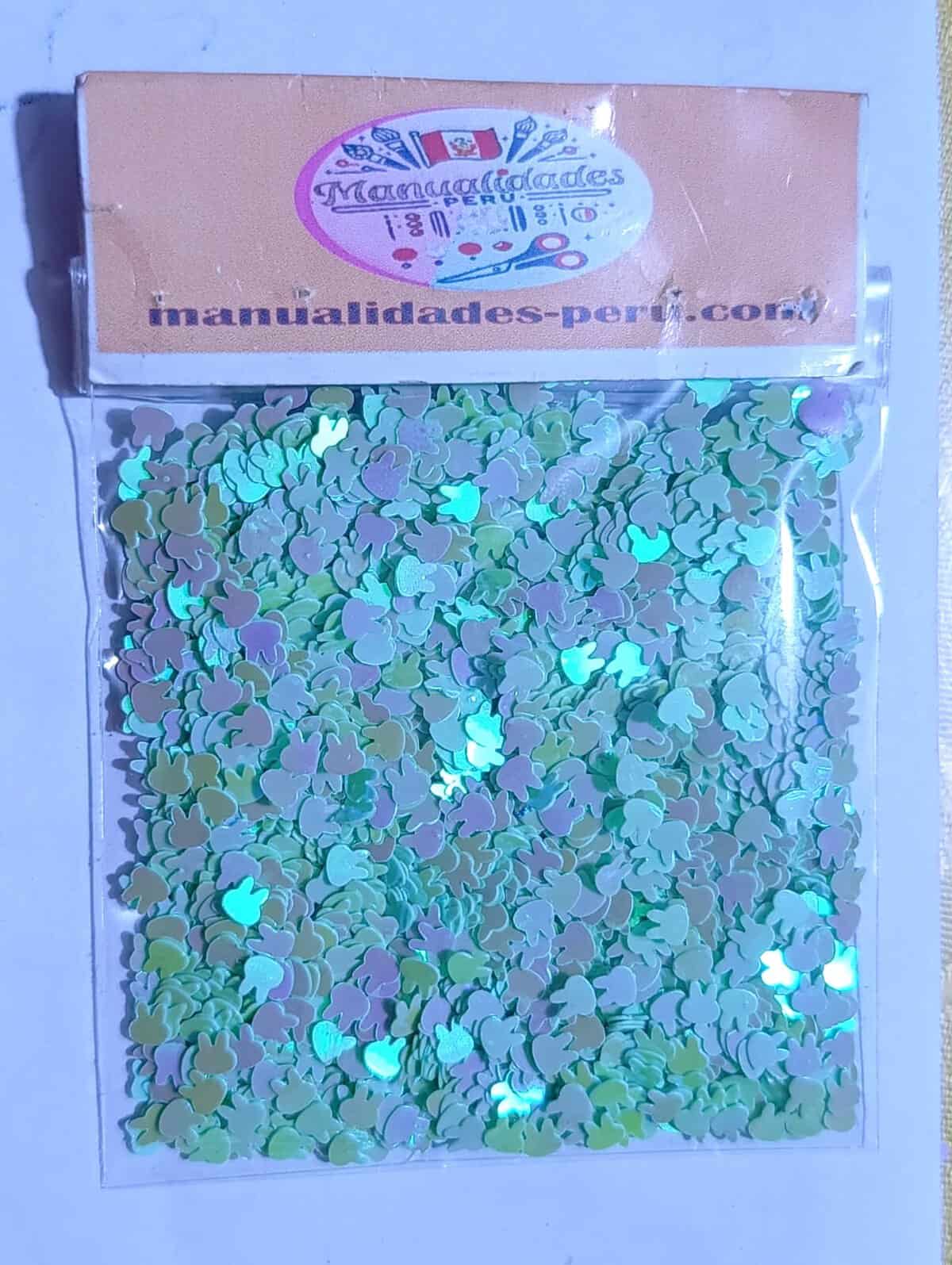 Modelo 10 lentejuelas conejitos verde menta