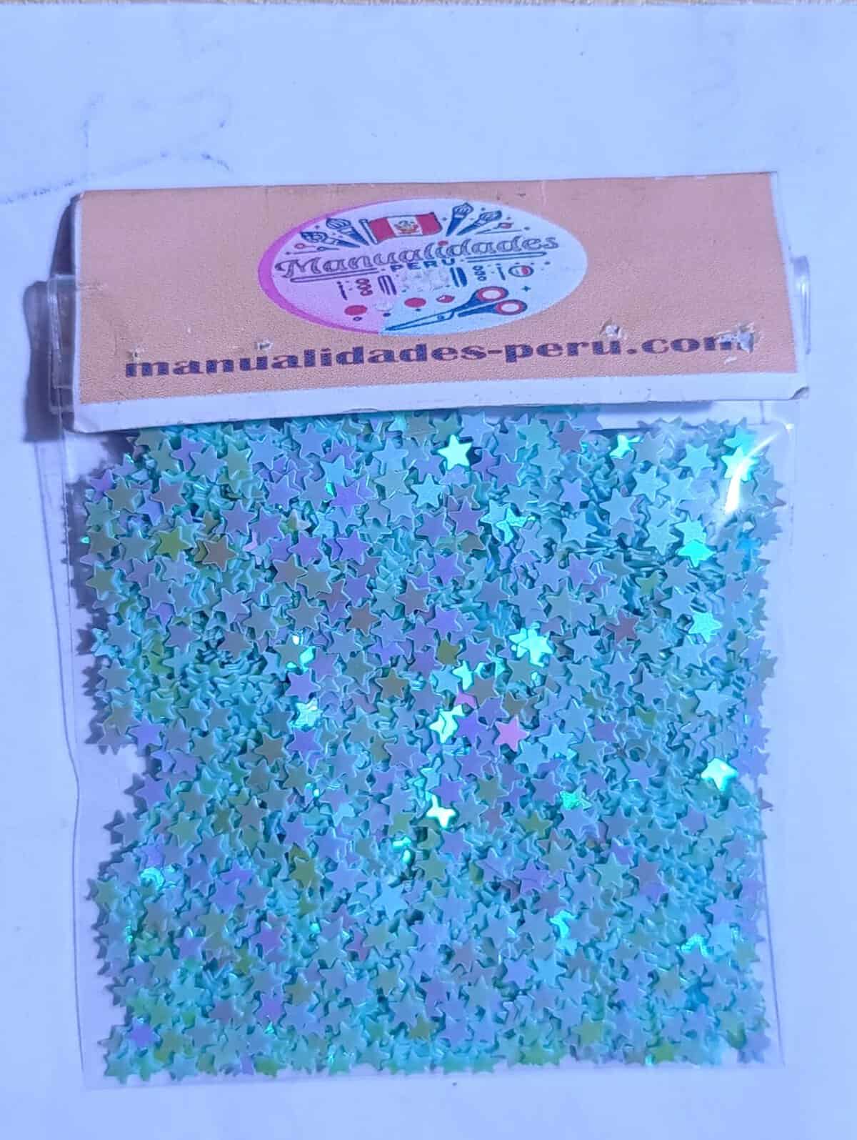 Modelo 4 lentejuelas estrellas celeste pastel