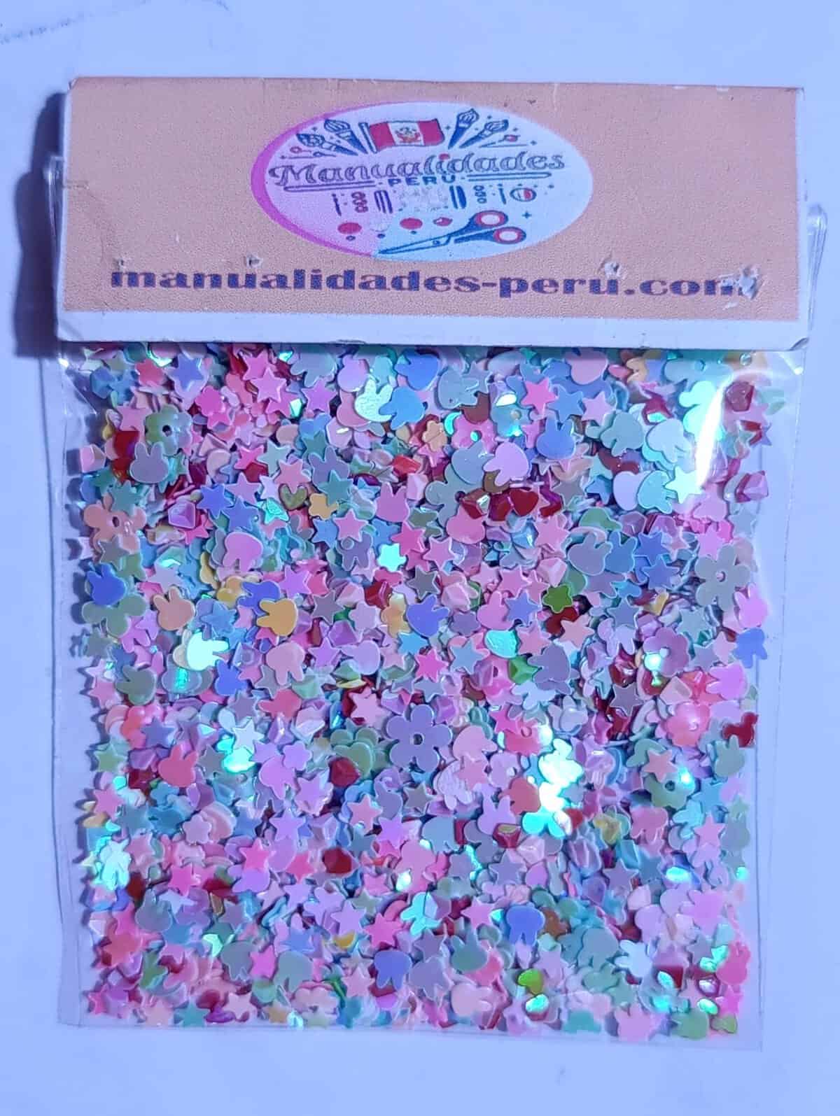 Modelo 1 lentejuelas mix pastel figuras