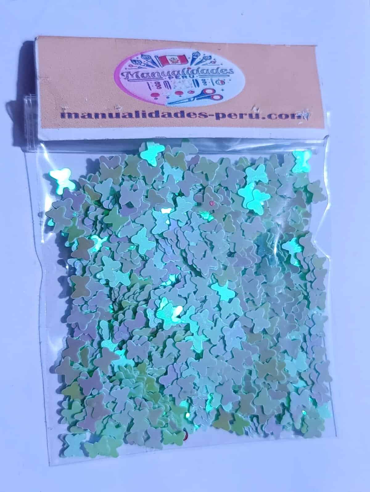 Modelo 20 lentejuelas mariposas verde menta