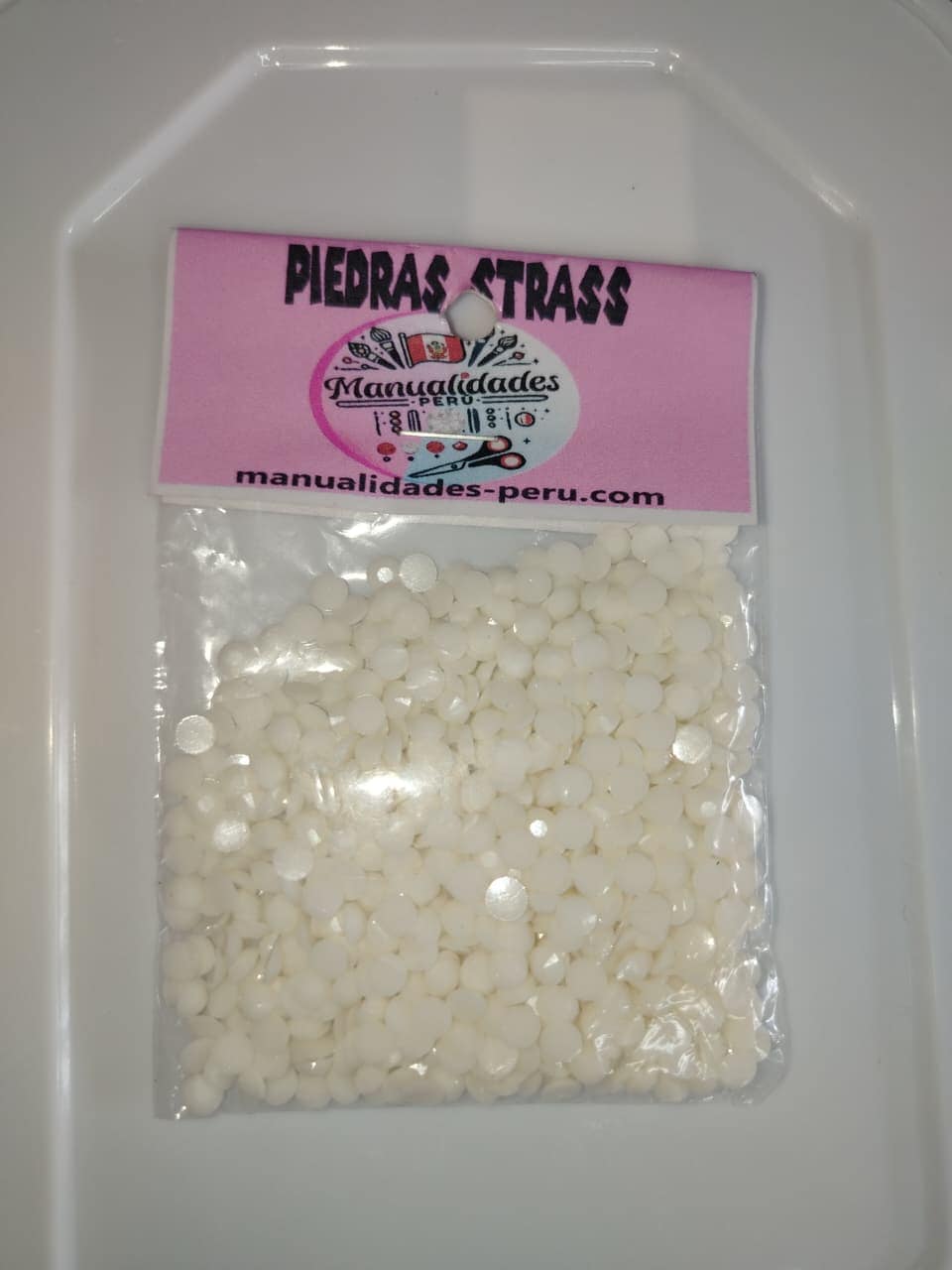 Bolsitas piedras strass resina blanco 1440 unidades Manualidades Perú