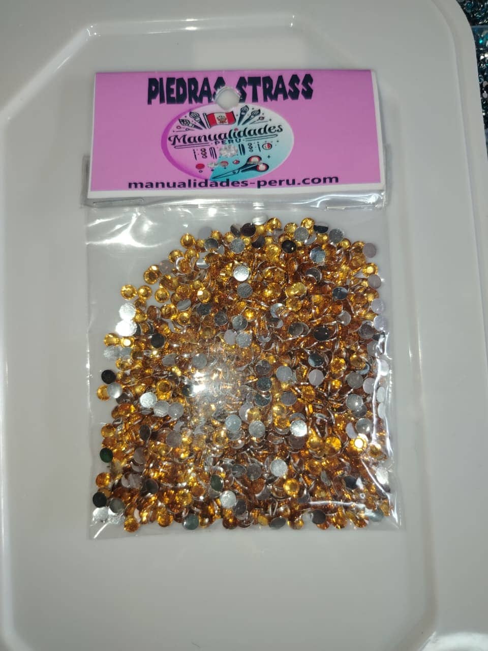 Bolsitas piedras strass resina dorado topaz 1440 unidades Manualidades Perú