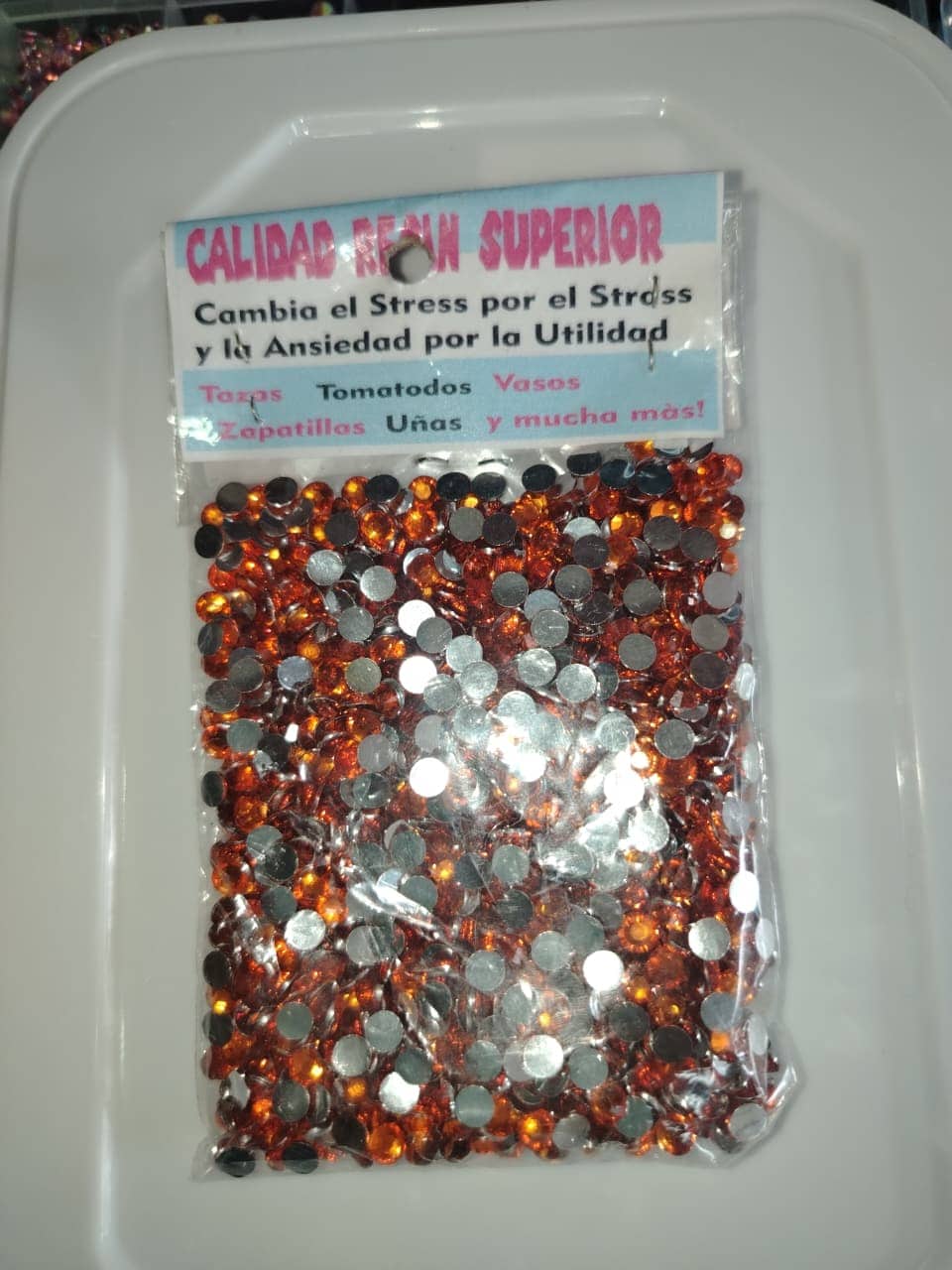 Bolsitas piedras strass resina naranja 1440 unidades Manualidades Perú