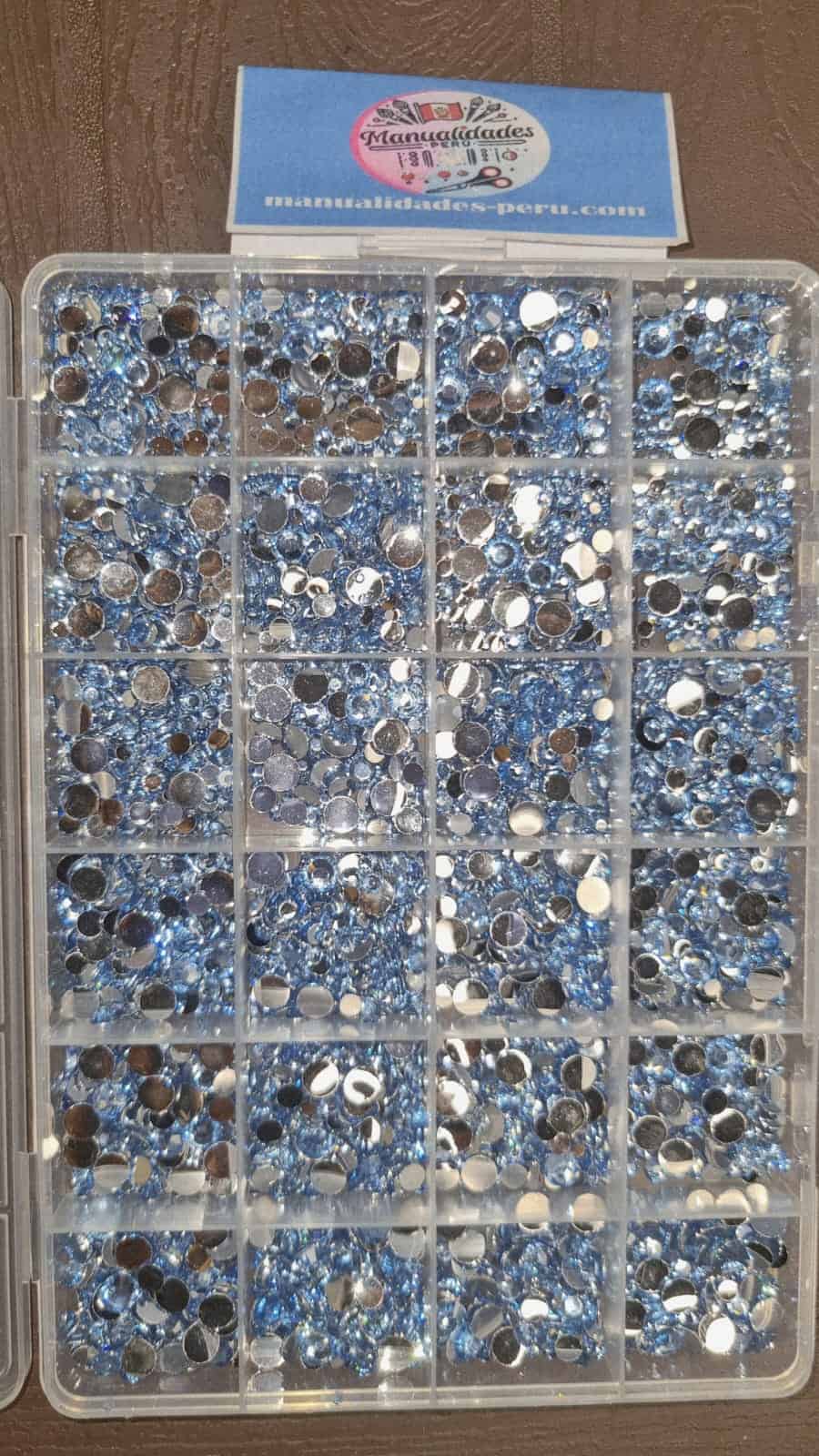 Organizador piedras strass celeste