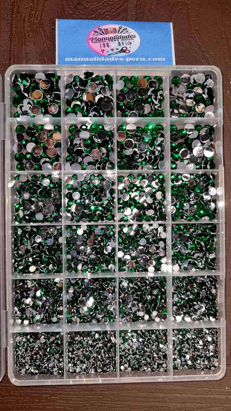 Organizador piedras strass verde esmeralda